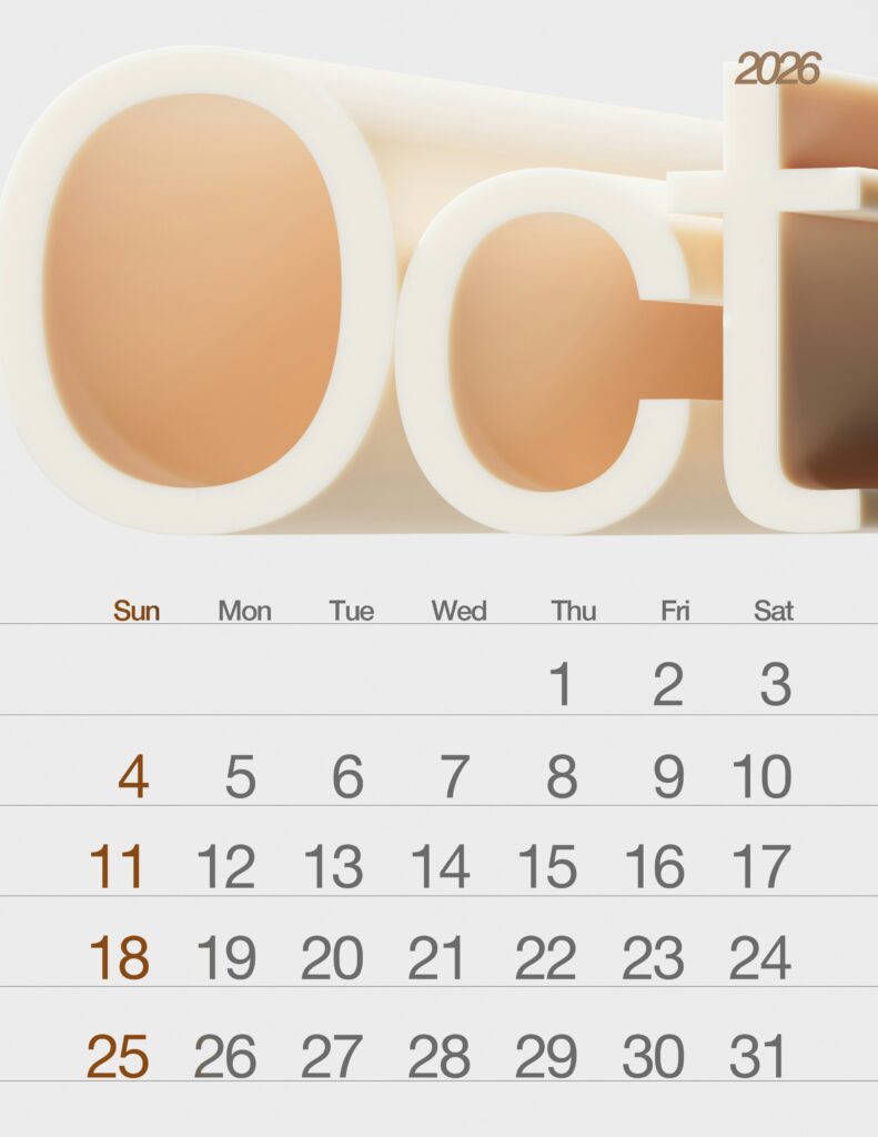 photo of October calendar